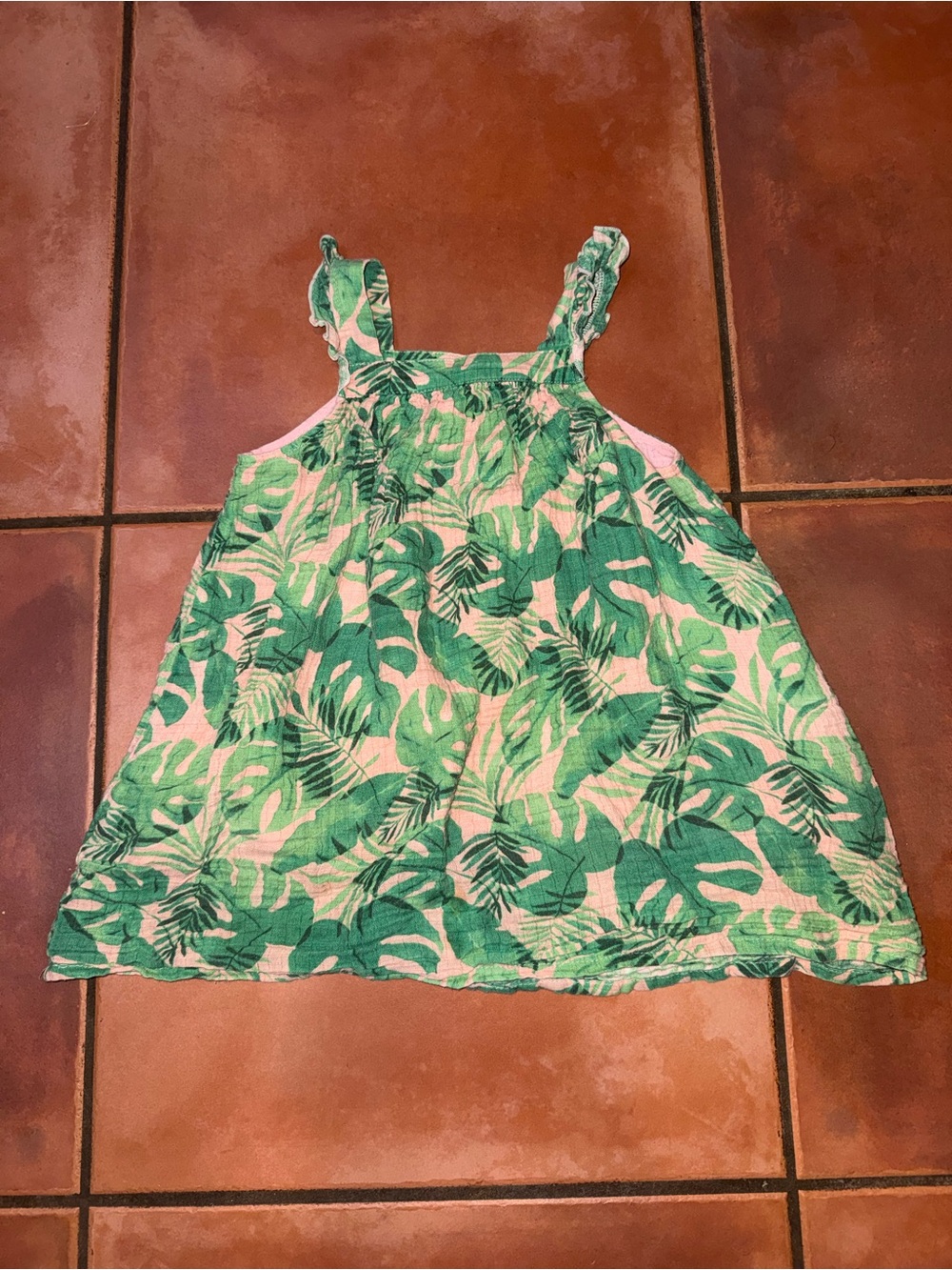 Angel Dear Green Tropical Leaf Tank Dress